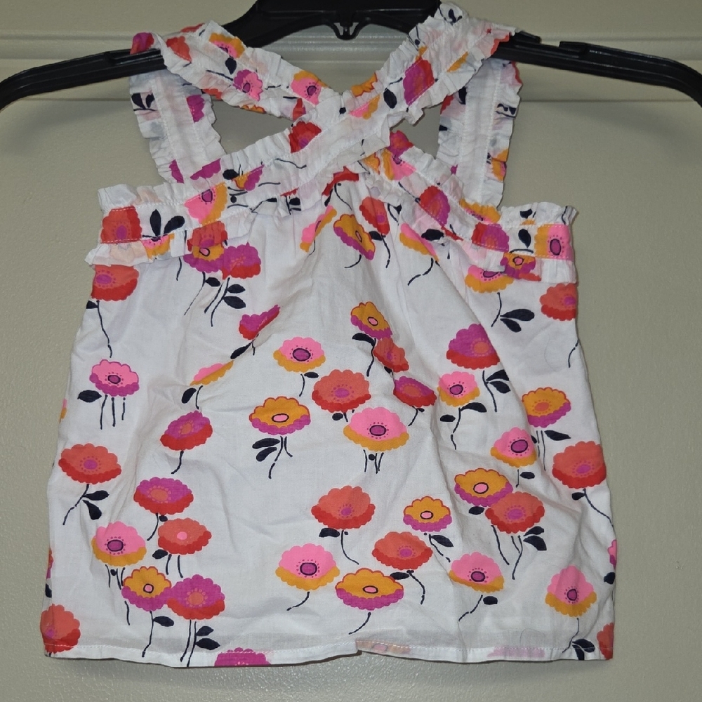Janie and Jack Floral Camisole - White with Pink and Orange